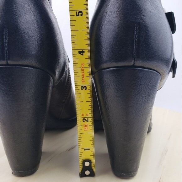 KORK EASE Boots Sz 8M Mid Calf Brown Leather Strappy Buckle Heeled Moto Western - Picture 9 of 12